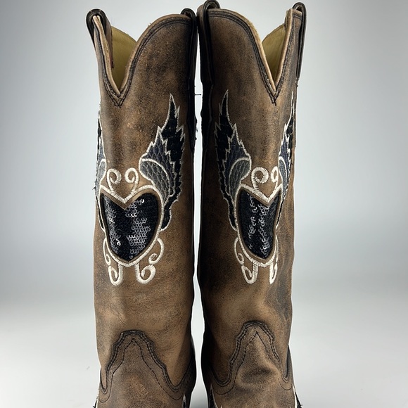 Corral Rustic Heart Wings Boots Sz:8M - Picture 6 of 11